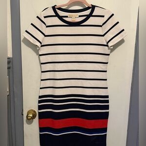 Michael Kors Navy and Red Striped Mini Dress